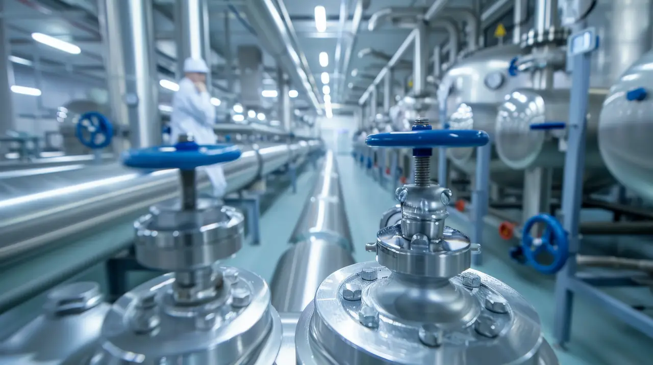 Tubazioni e valvole in acciaio di un impianto industriale (foto d'archivio)